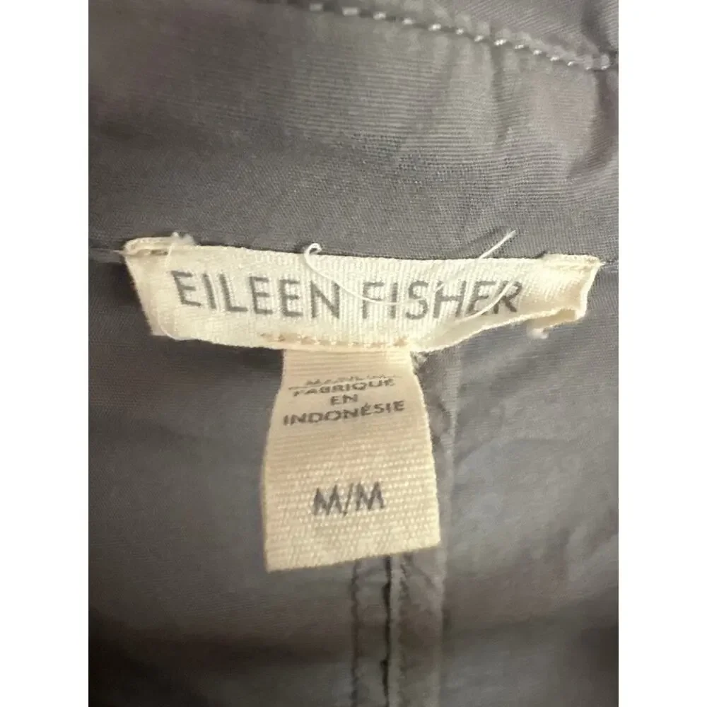 Eileen Fisher Womens M Cotton Poplin Notch Collar Blazer Jacket Gray Career - Picture 6 of 7